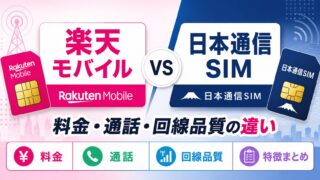 楽天モバイルと日本通信SIMを比較｜料金・通話・回線品質の違い